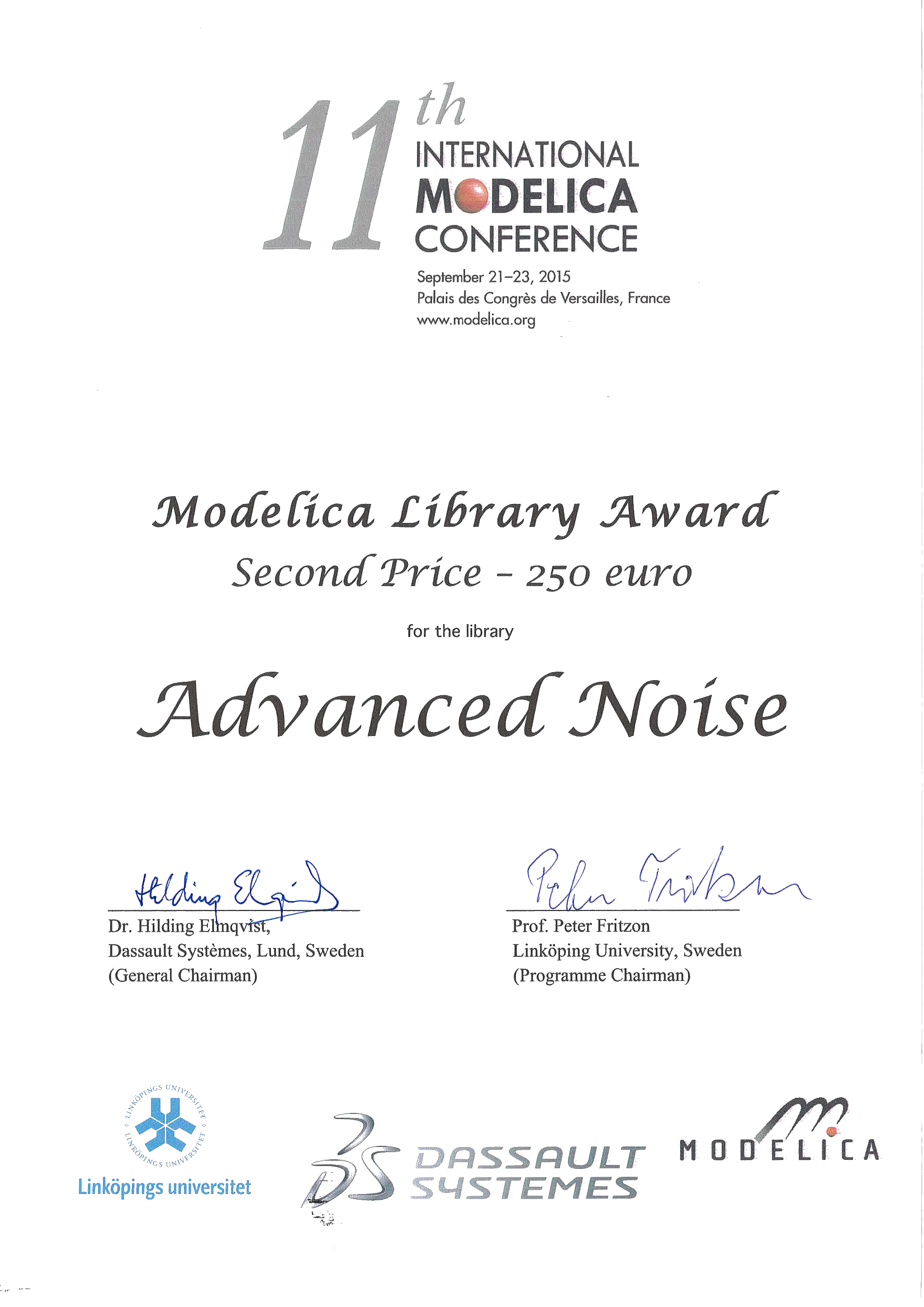 Library award certificate