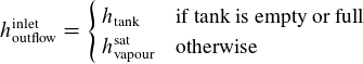 Calculation procedure of specific enthalpy at inlet