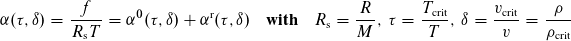 Calculation procedure of dimensionless Helmholtz energy