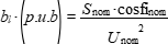 b_l*(p.u.b) = S_nom*cosfi_nom/U_nom^(2)