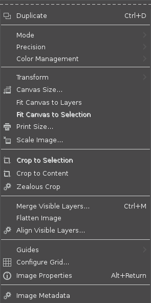 The Contents of the “Image” Menu
