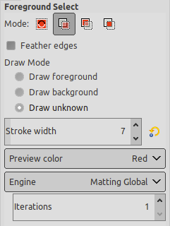 “Foreground Select” tool options