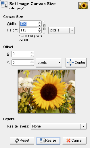 The “Set Image Canvas Size” dialog