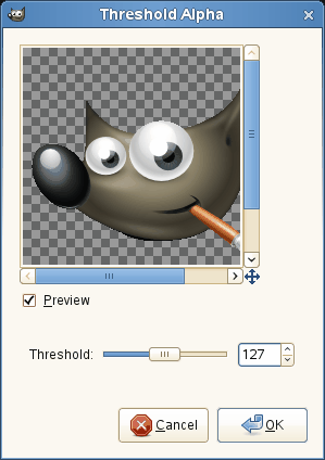 The only one option of the “Threshold Alpha” dialog