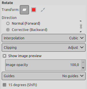 Rotation tool options